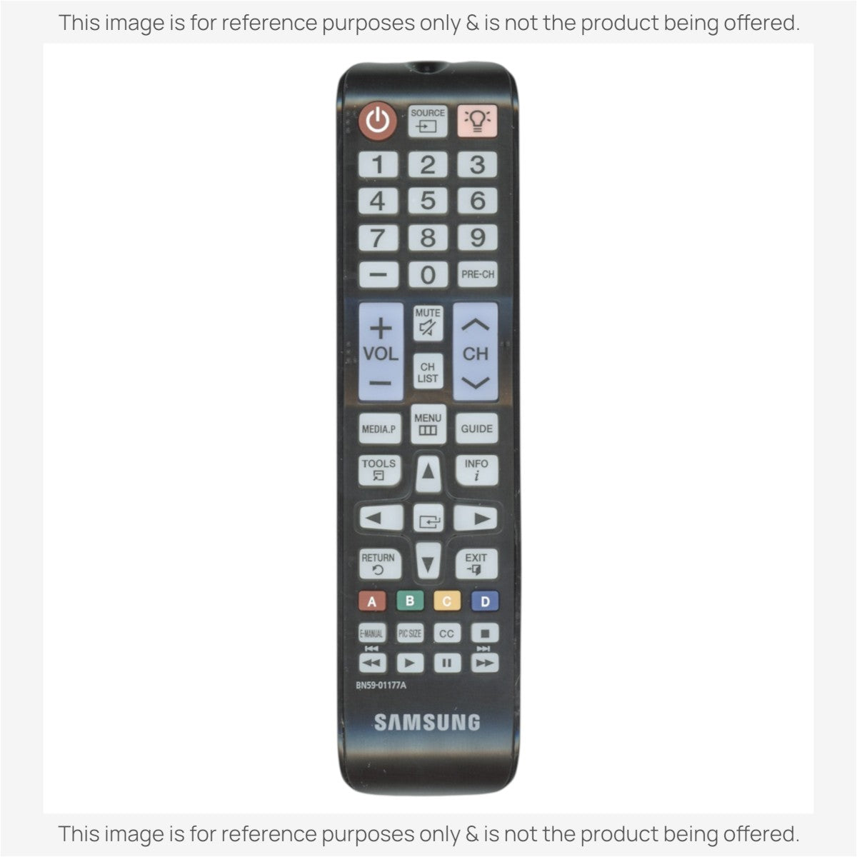 Anderic substitute remote control for 2013 Samsung TVs, featuring a black plastic body with white numbered buttons.