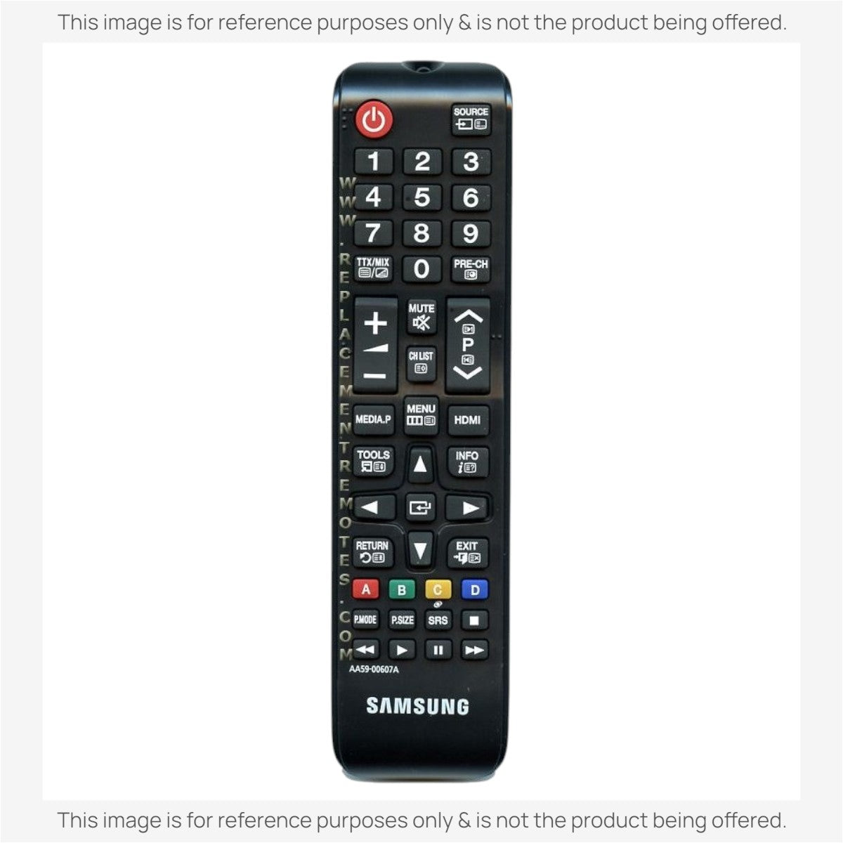 Anderic substitute remote control for 2011 Samsung TVs, featuring black plastic casing and standard button layout.