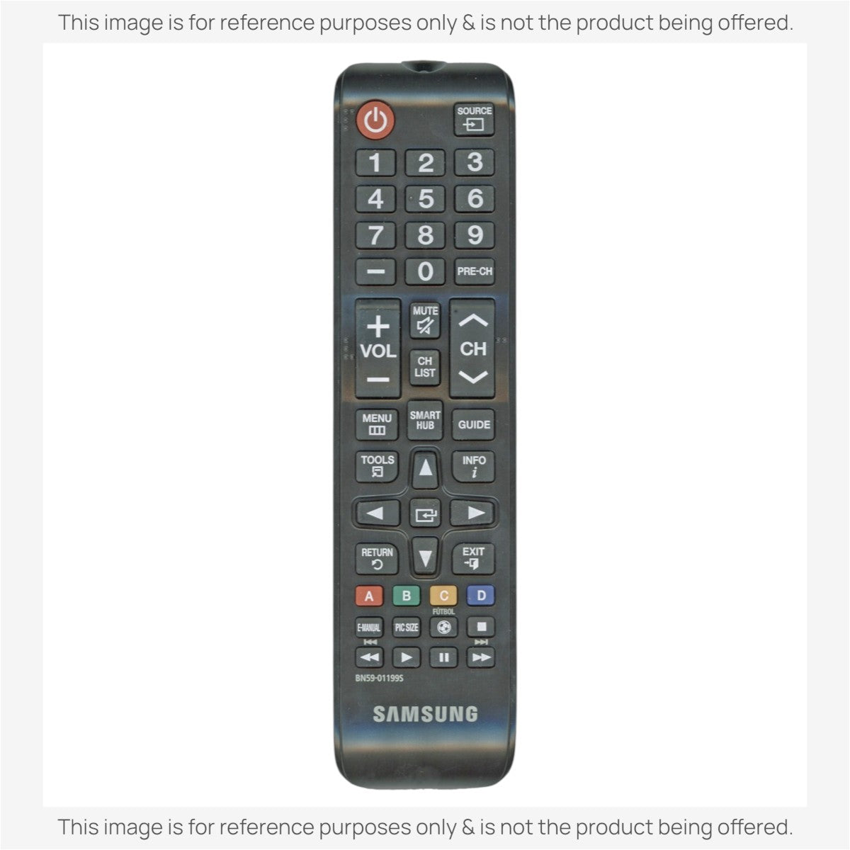 Anderic black substitute remote control for Samsung TVs with standard button layout and Samsung branding at the base.