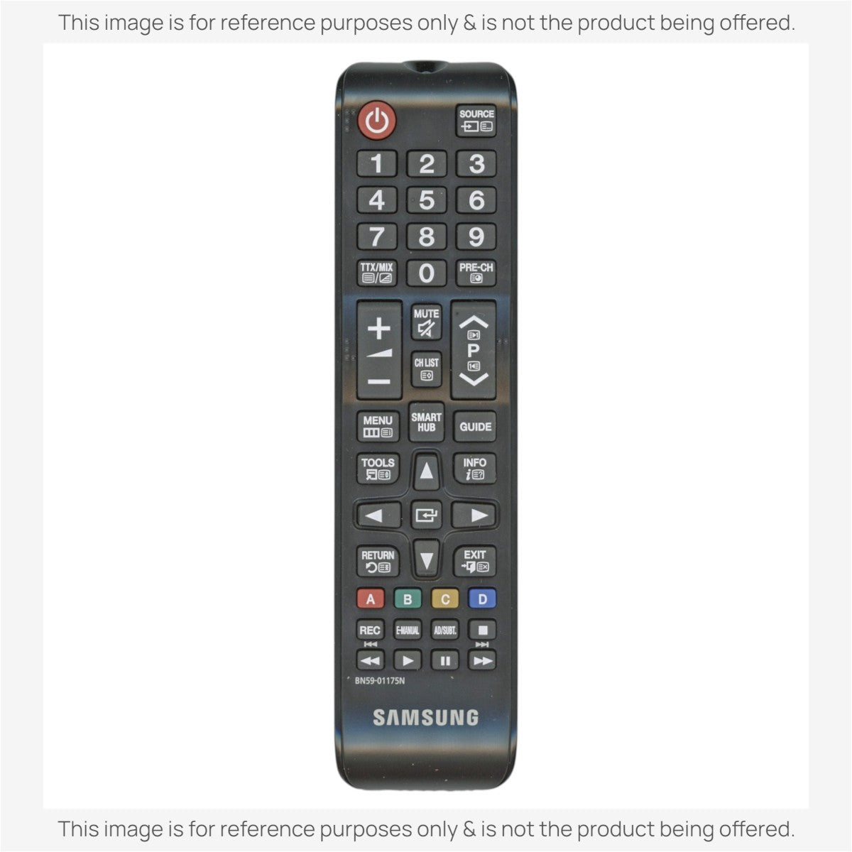 Anderic black infrared remote control for Samsung TVs with standard navigation, volume, and channel buttons.