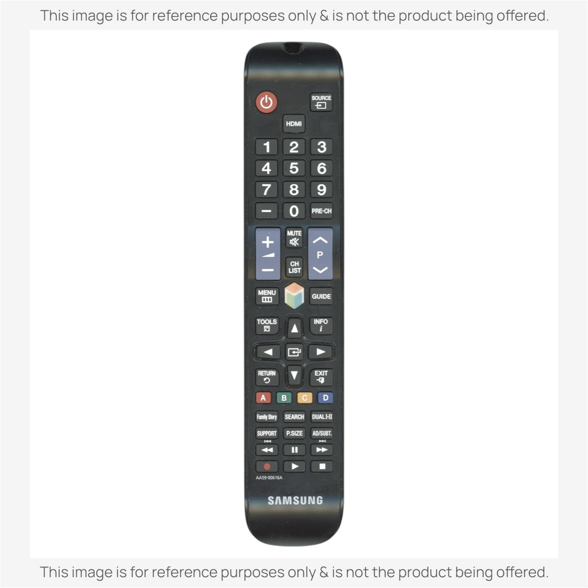Anderic substitute remote control for Samsung AA59-00616A TVs featuring a black plastic design with labeled buttons.