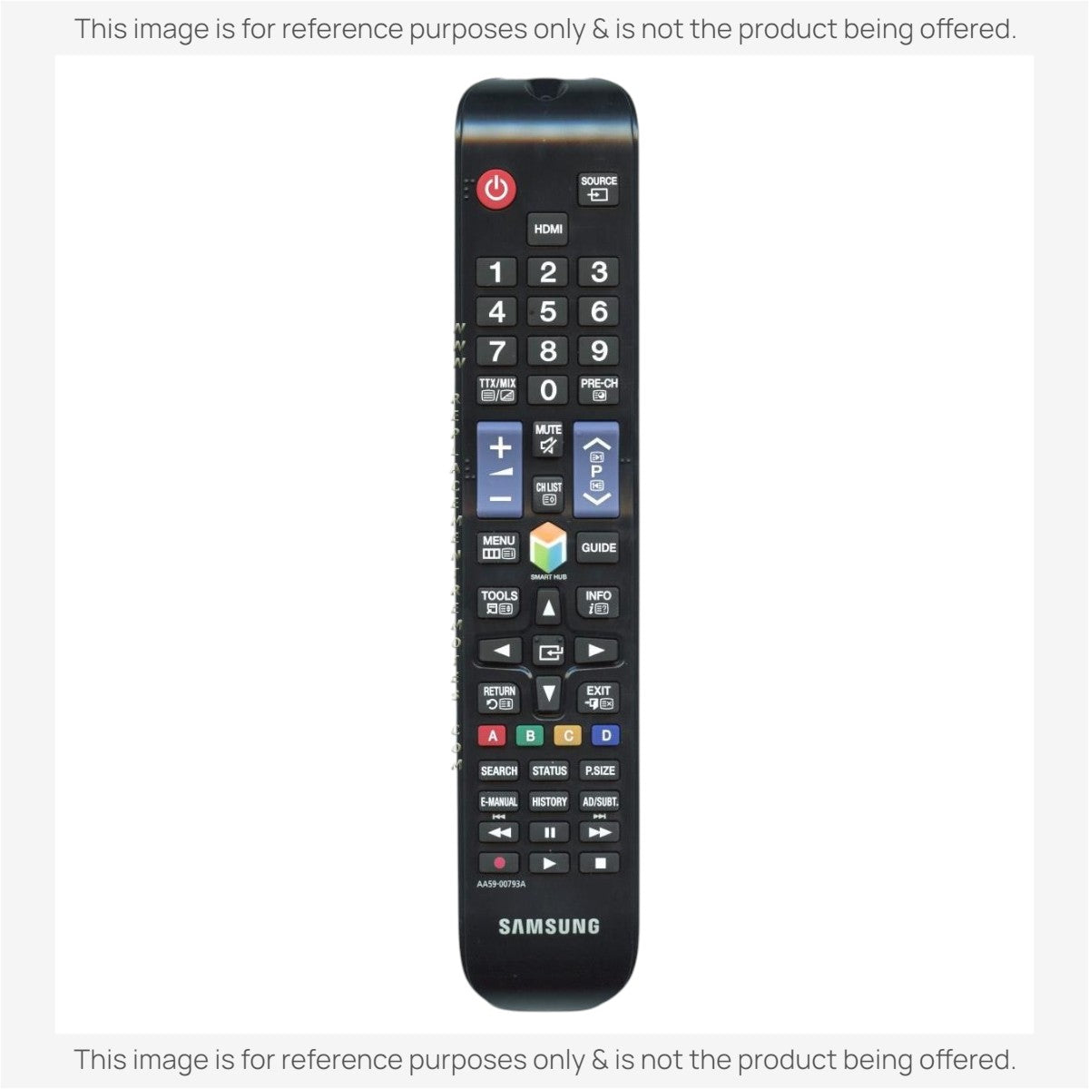 Anderic replacement TV remote for Samsung, black plastic with standard numeric keypad and dedicated function buttons.