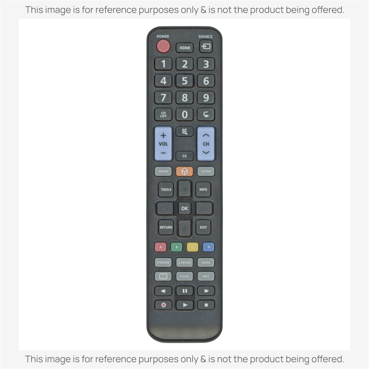 Anderic RR580A replacement remote control for Samsung TVs with a standard black button layout.