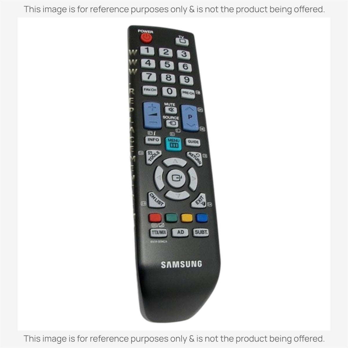 Anderic replacement remote control for Samsung BN59-00942A TVs with black casing and standard function buttons