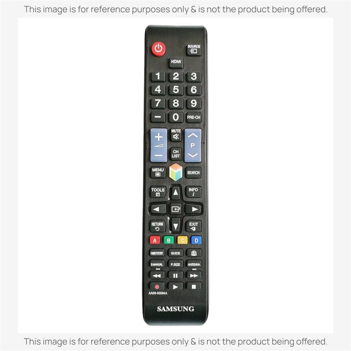 Anderic replacement TV remote for Samsung AA59-00594A featuring a black plastic body with standard navigation buttons