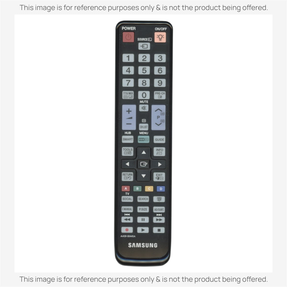 Anderic replacement remote control for Samsung TVs with black casing and standard button layout