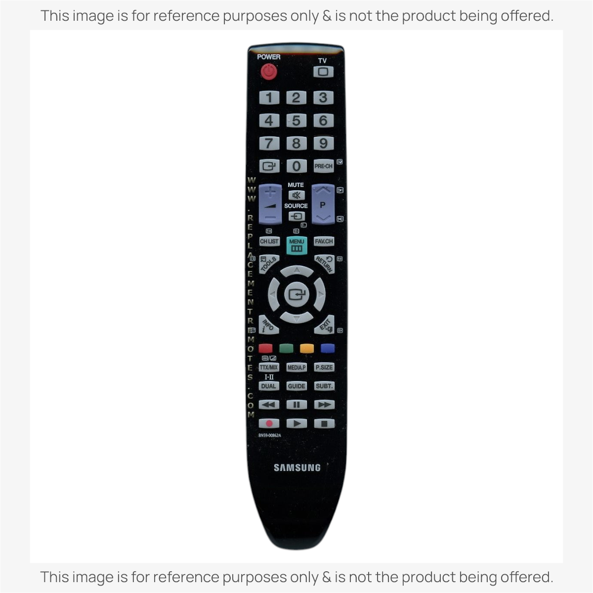 Anderic RR580A black replacement remote control for Samsung TVs with standard button layout and IR functionality.