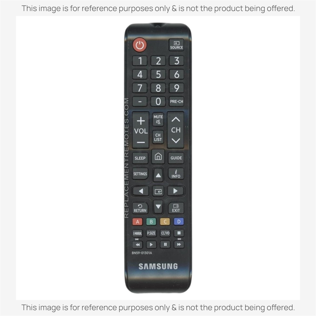 Anderic substitute remote control for Samsung TVs featuring black casing, number pad, and menu navigation buttons.
