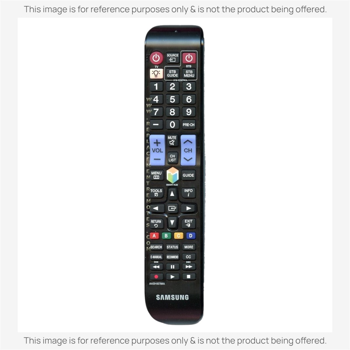 Anderic replacement TV remote control for Samsung AA59-00784A, featuring a black design with standard function buttons.