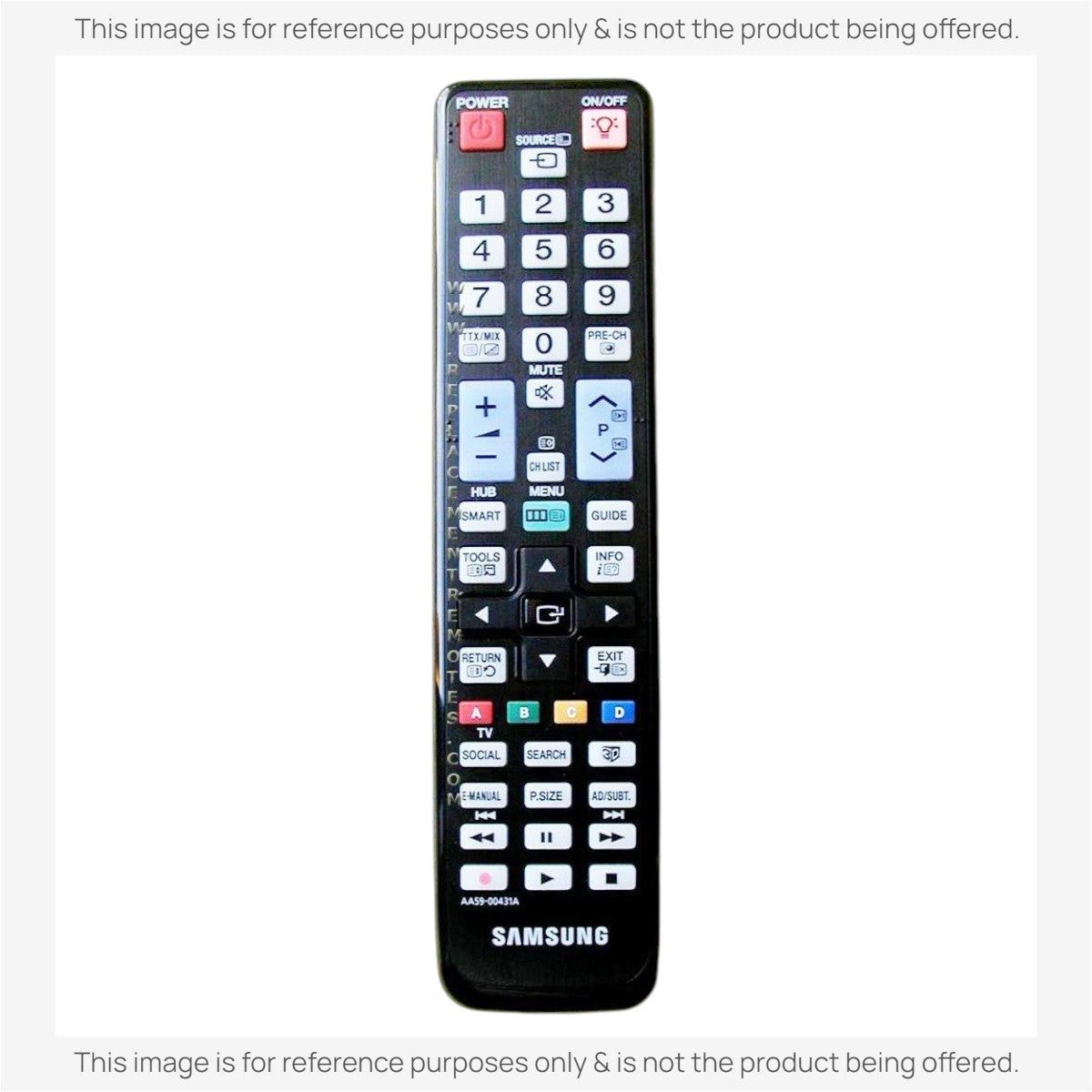 Anderic replacement remote control for Samsung HDTVs featuring a black keypad with standard navigation and media buttons