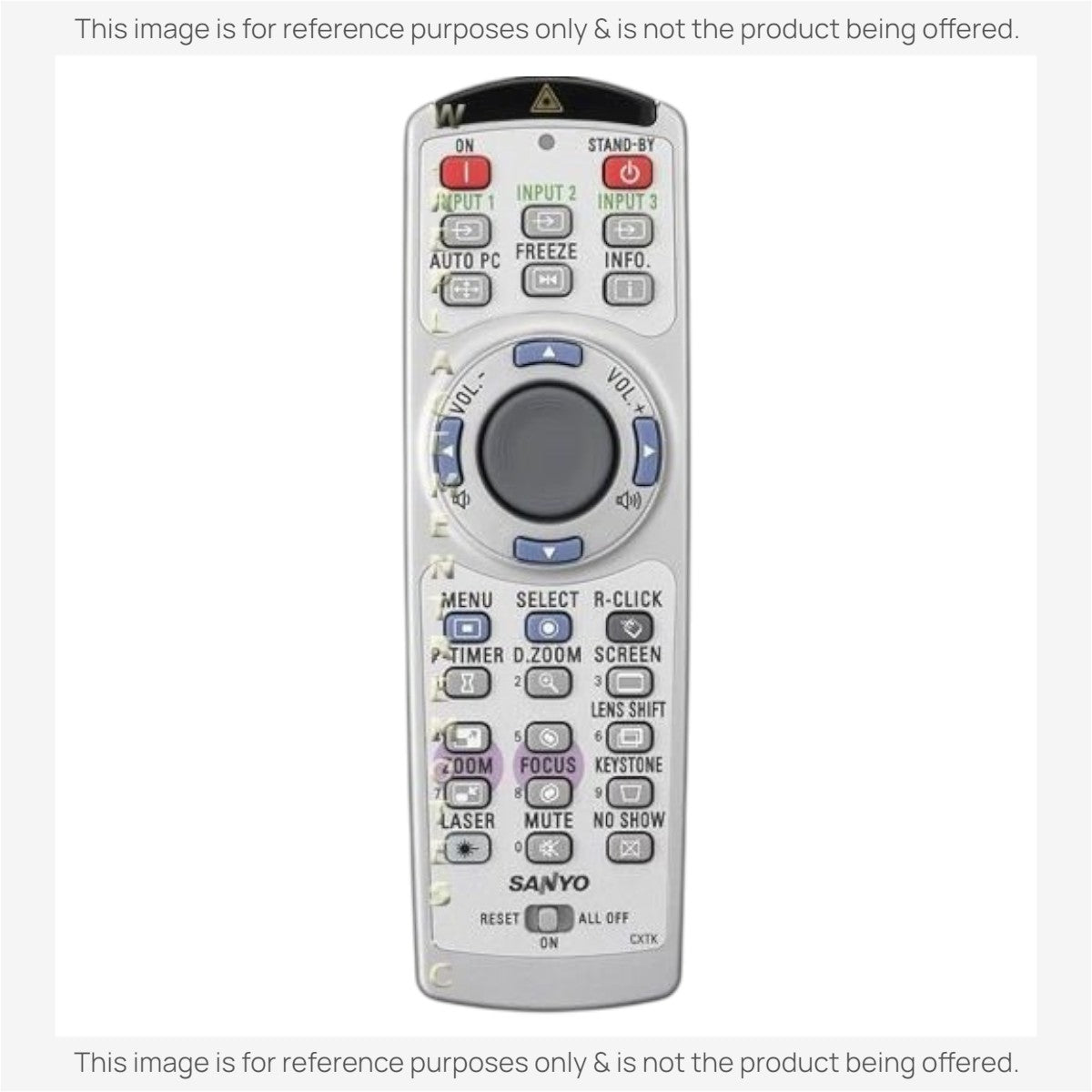 Anderic RR3720 universal replacement remote control for Sanyo projectors with multi-function buttons and silver finish