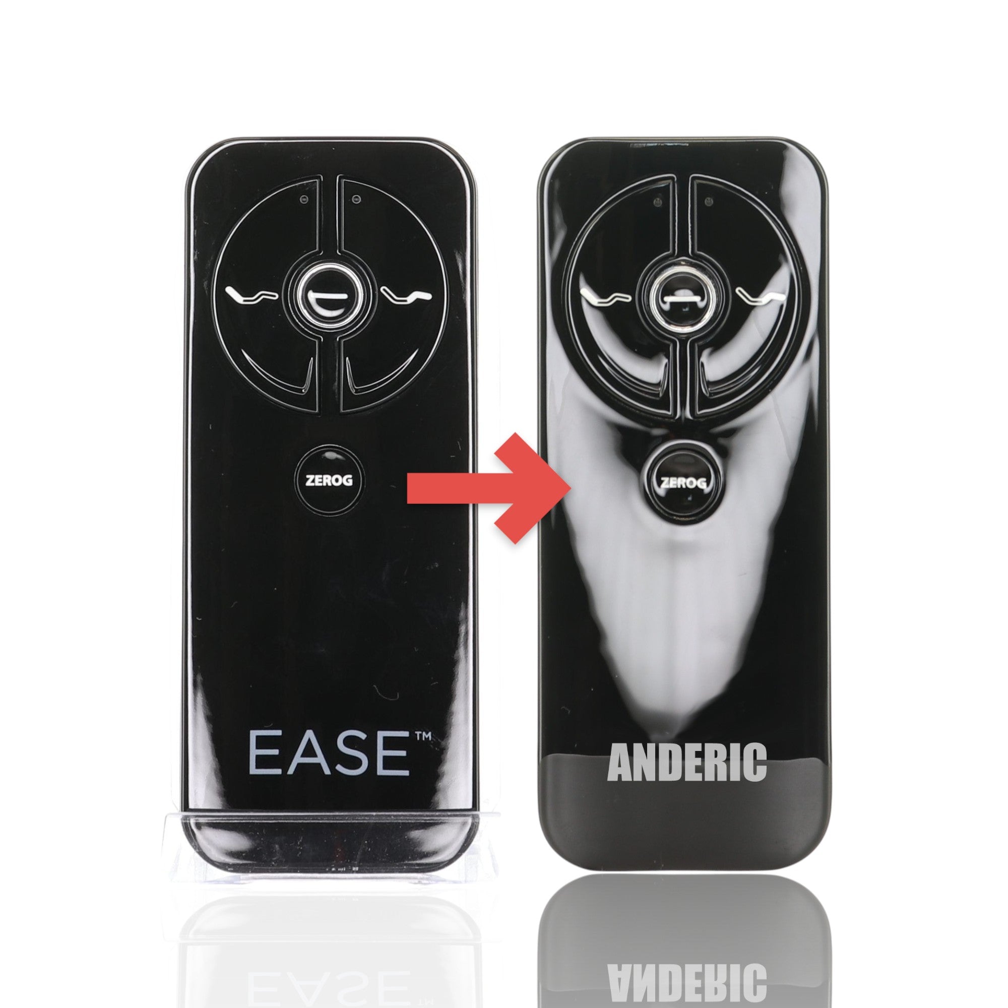 Anderic wireless remote control for Sealy EASE adjustable beds, featuring black finish and head and foot adjustment.