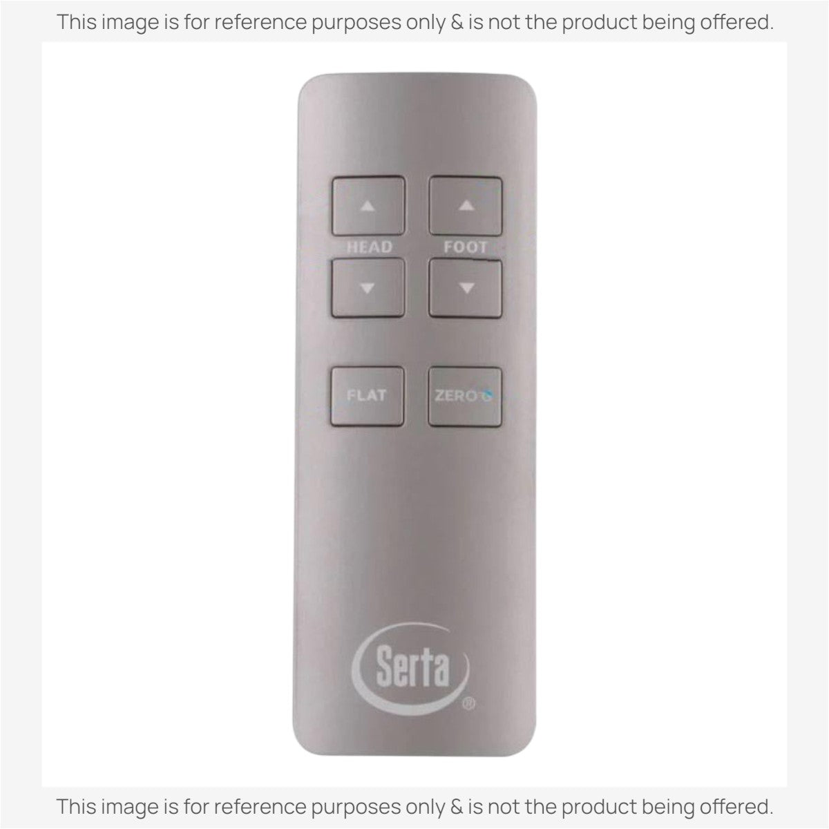 Anderic silver adjustable bed remote control for Serta Motion Essentials and Tempur-Pedic beds with six buttons.