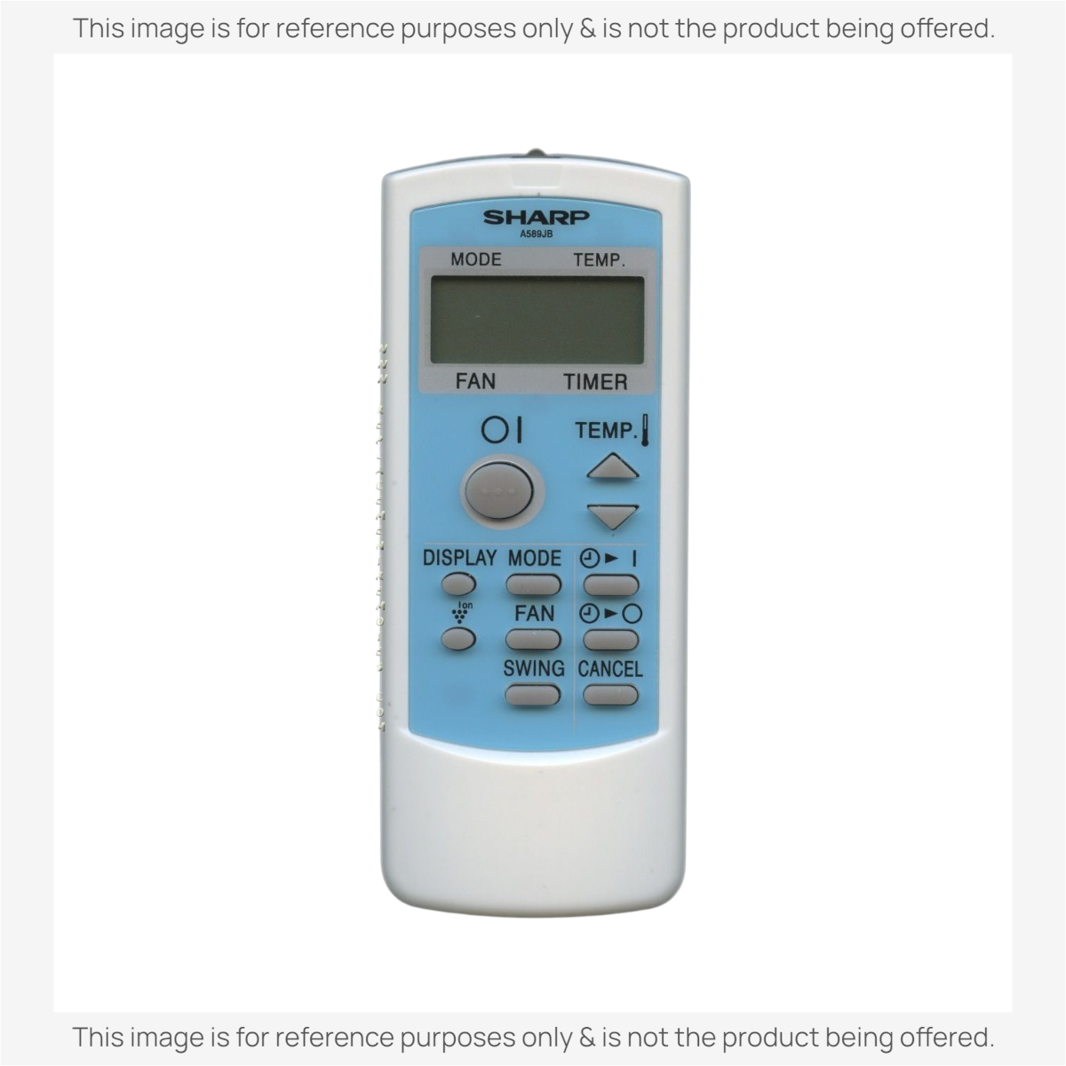 Anderic universal air conditioner remote control with light blue faceplate, LCD screen, and grey buttons