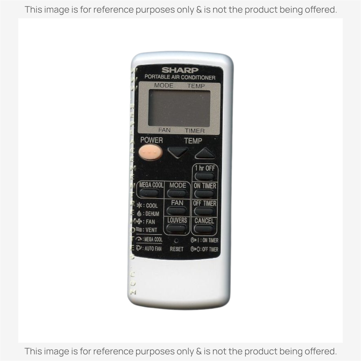 Anderic replacement remote control for Sharp air conditioners with a backlit LCD screen and multi-function buttons.