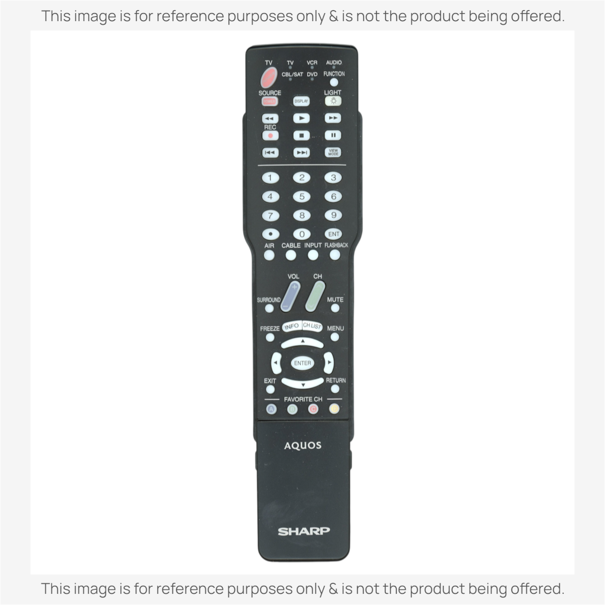Anderic replacement remote control for Sharp AQUOS TVs, featuring a black keypad with dedicated function buttons.