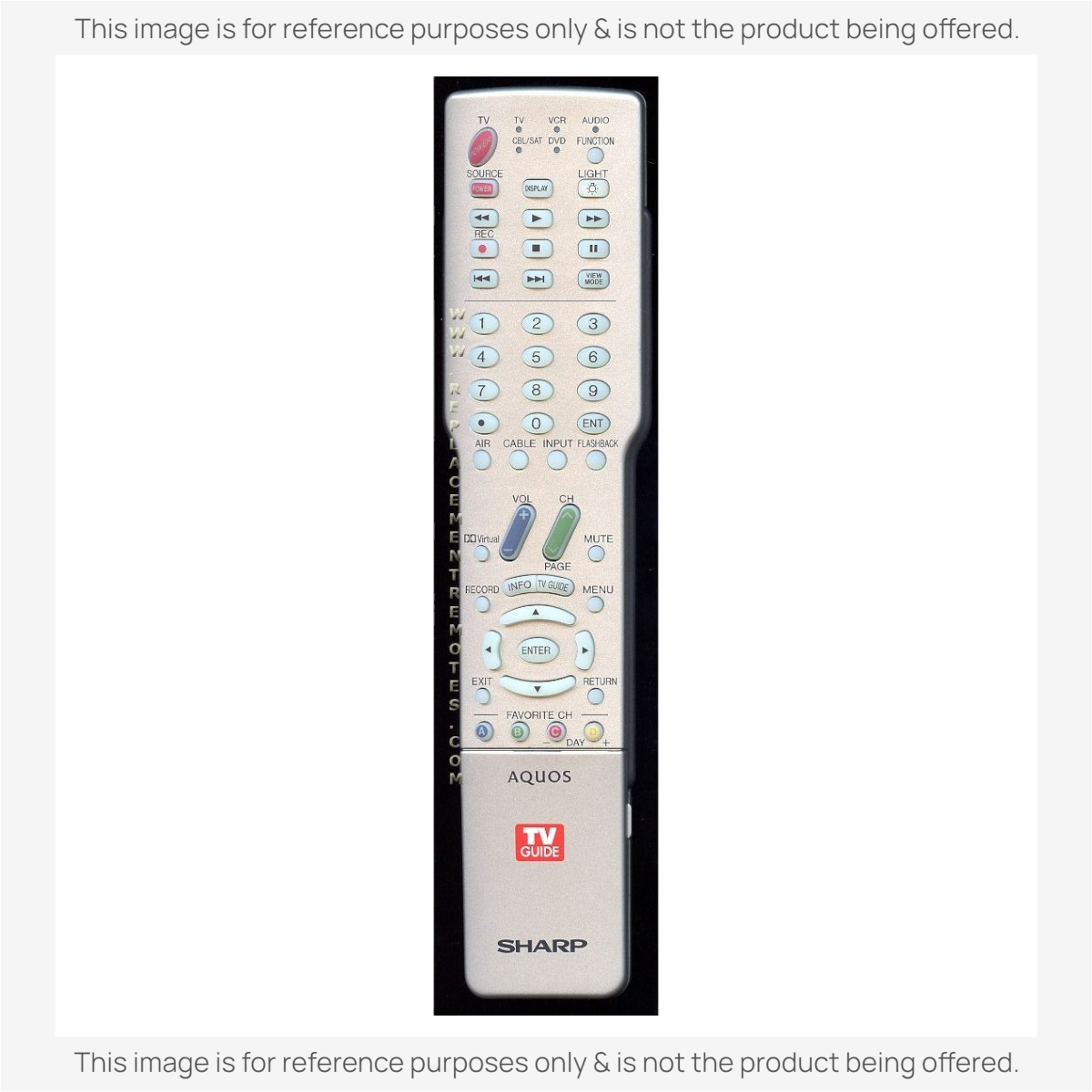 Anderic substitute remote control for Sharp AQUOS TVs featuring a silver finish and standard navigation buttons.