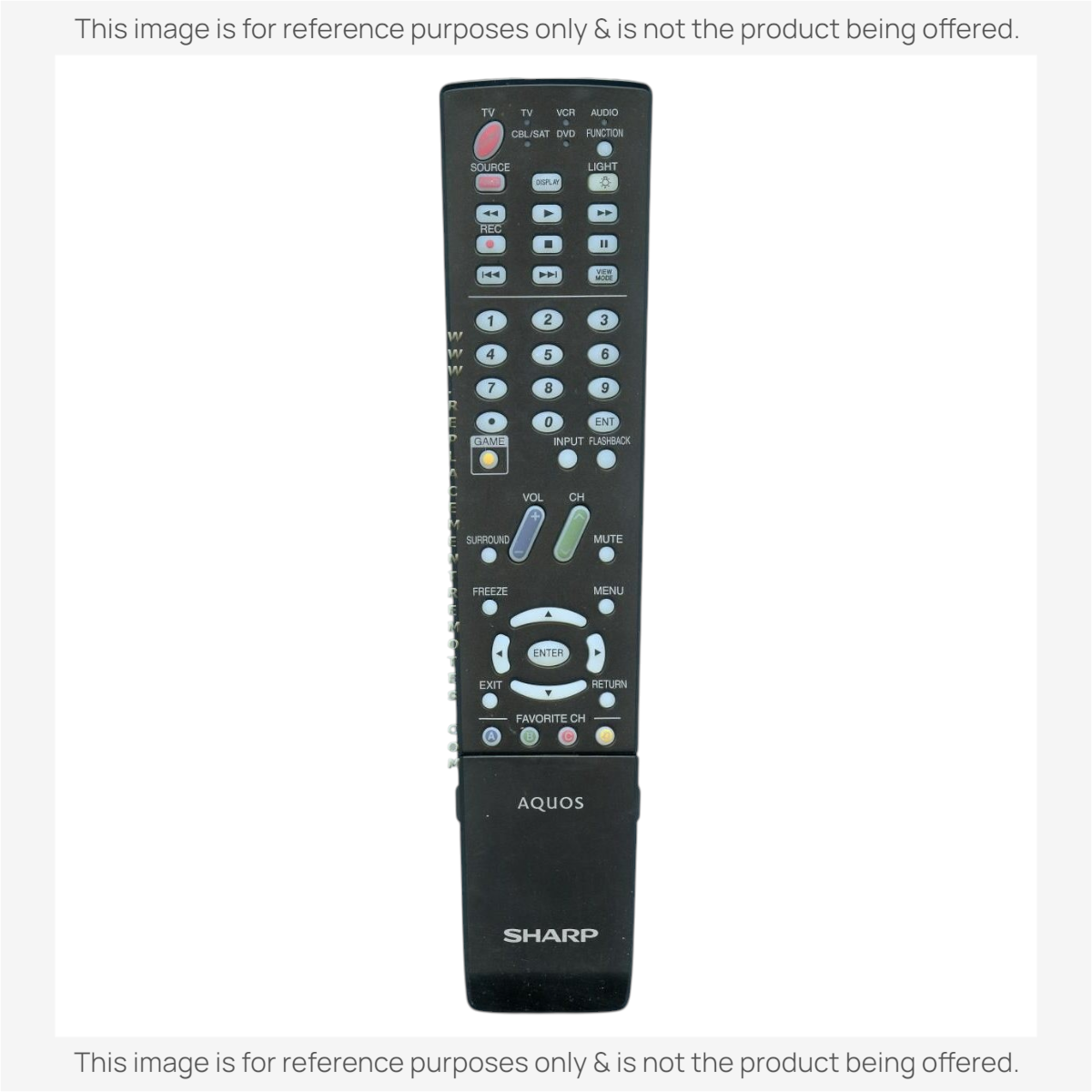 Anderic substitute remote control for Sharp AQUOS televisions featuring a black keypad and dedicated function buttons.