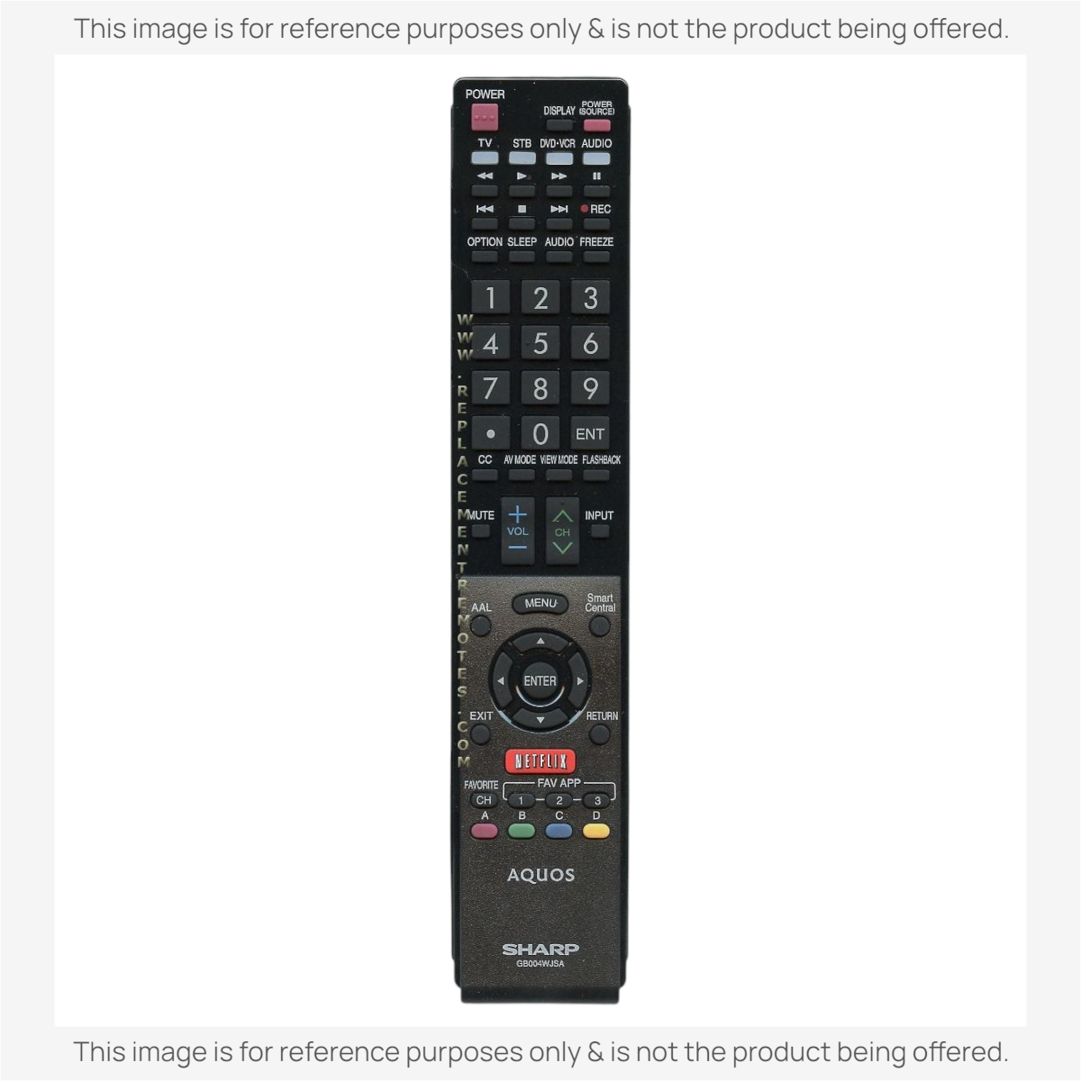 Anderic replacement remote control for Sharp Aquos Smart TVs with dedicated Netflix and menu navigation buttons.