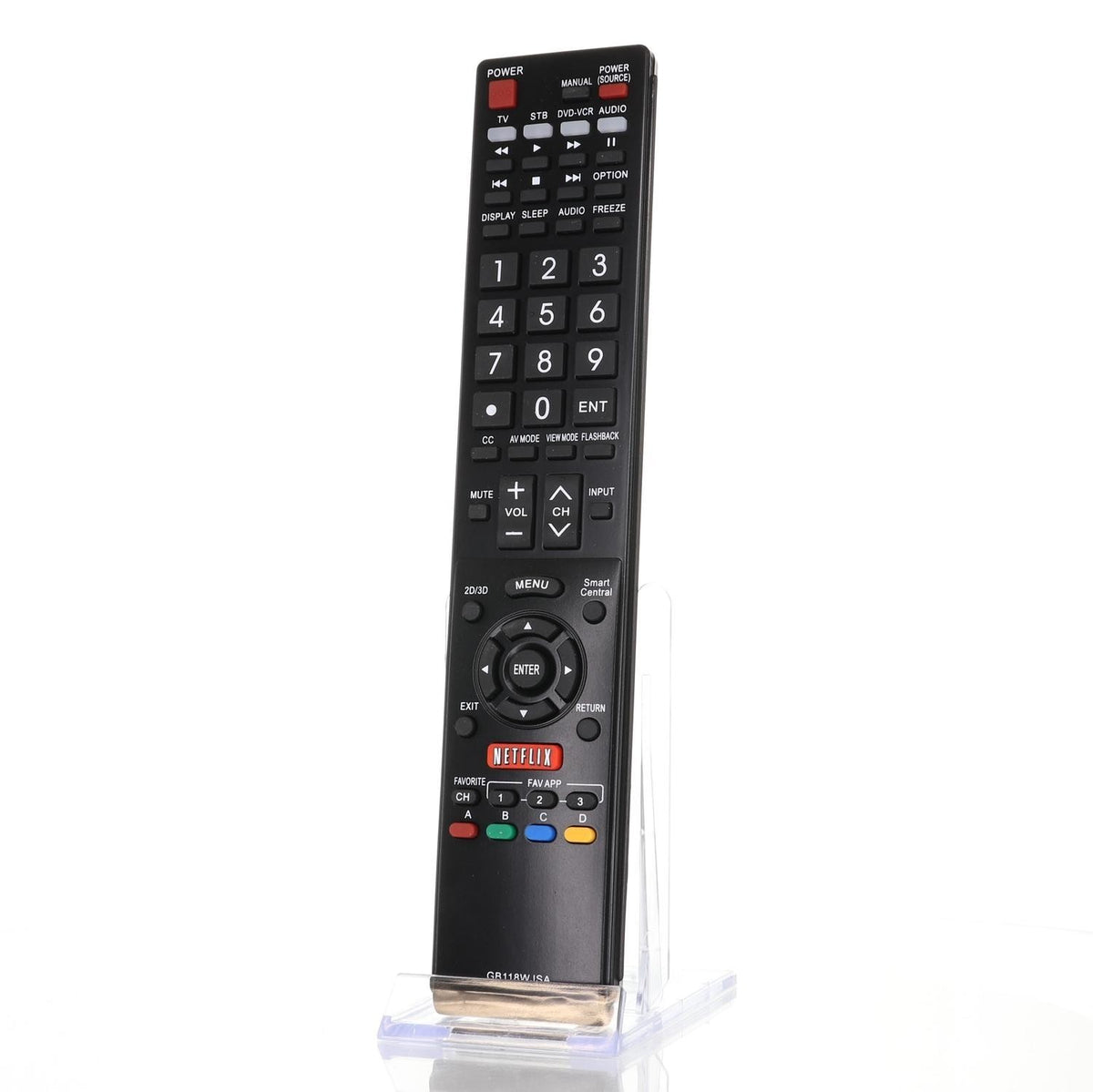Anderic replacement remote control for Sharp Aquos Smart TVs featuring a dedicated Netflix button and black finish.
