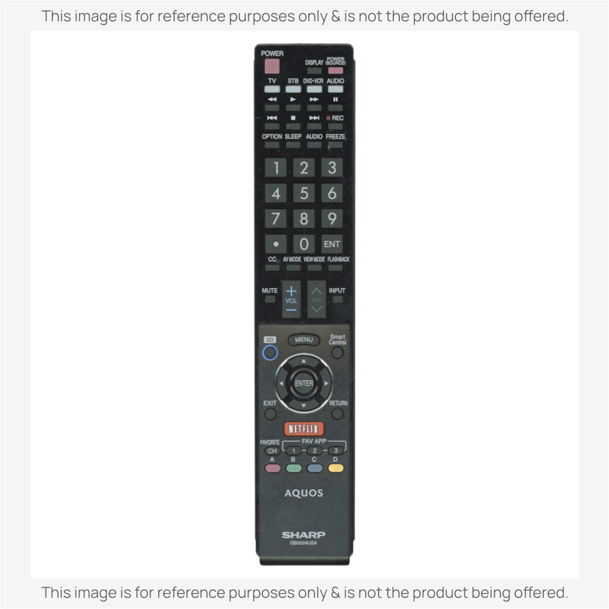 Anderic replacement remote control for Sharp AQUOS Smart TV with dedicated Netflix button and black plastic finish.