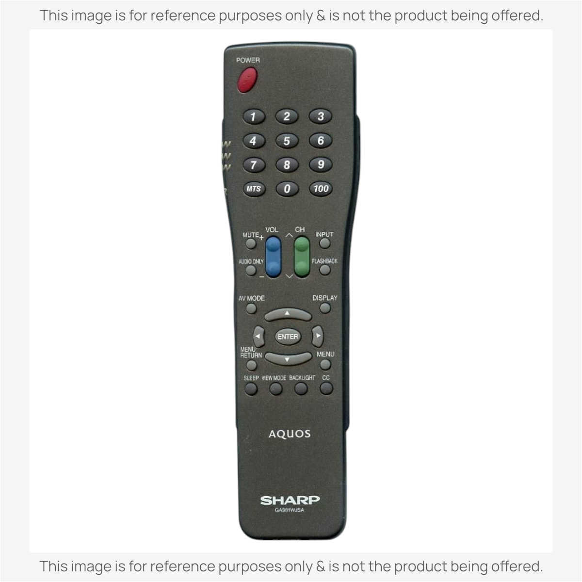 Anderic substitute remote control for Sharp AQUOS TVs, featuring a grey keypad with numbered and function buttons.