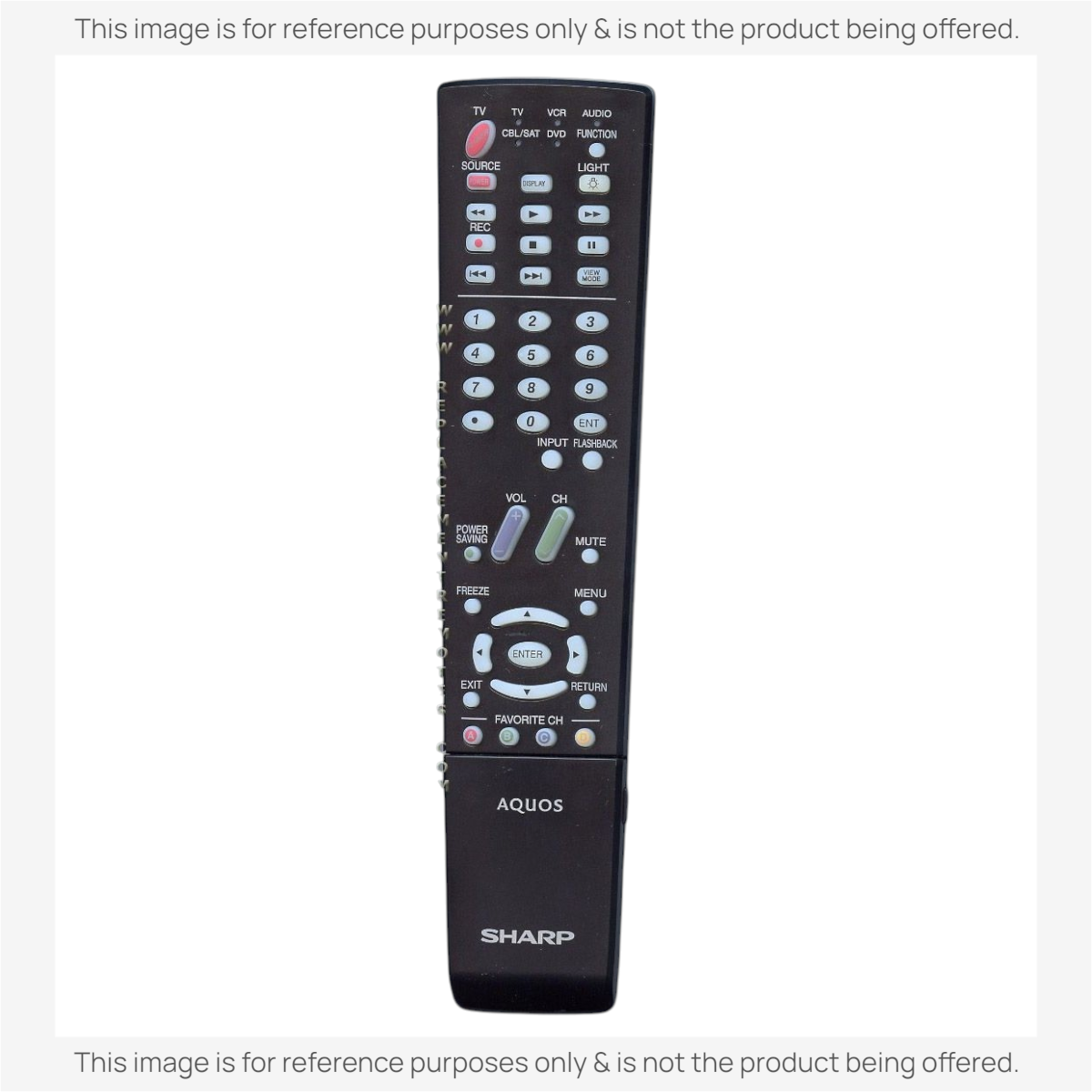 Anderic replacement remote control for Sharp AQUOS HDTV featuring full menu navigation and playback buttons.