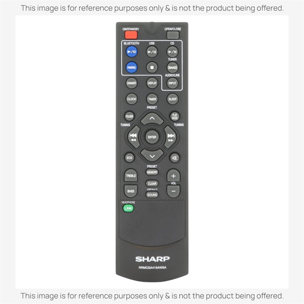 Anderic replacement remote control for Sharp micro component audio systems with black buttons and playback controls.