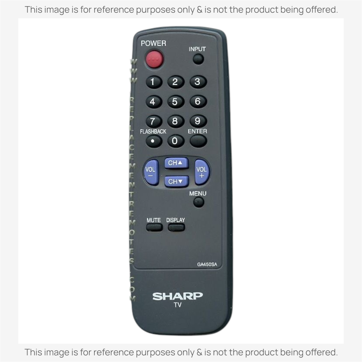 Anderic replacement remote control for Sharp GA450SA TV with black casing and standard navigation buttons