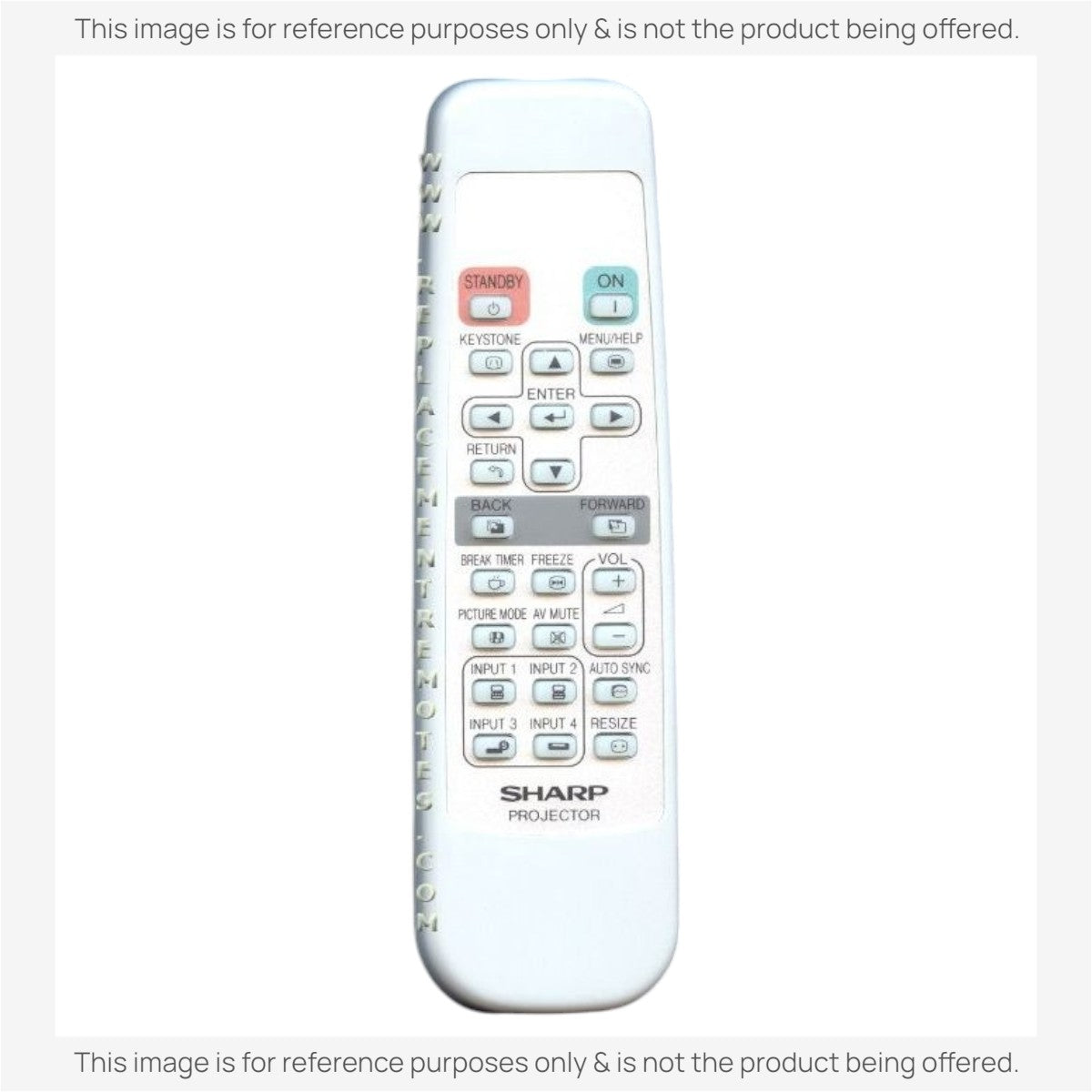 Anderic replacement remote control for Sharp projectors featuring a white plastic body and labeled function buttons.