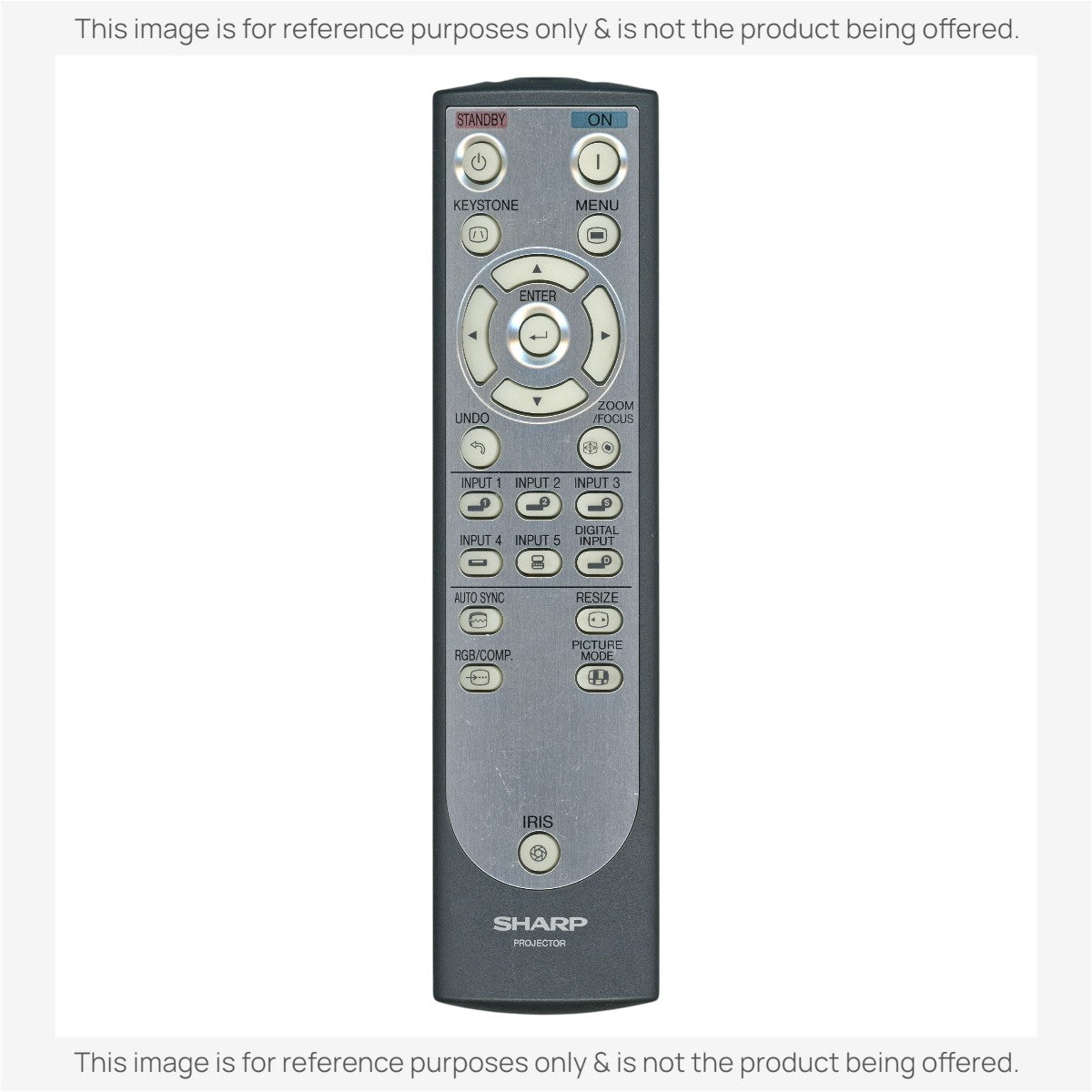 Anderic replacement remote control for Sharp projector models, featuring grey casing and multi-function buttons.