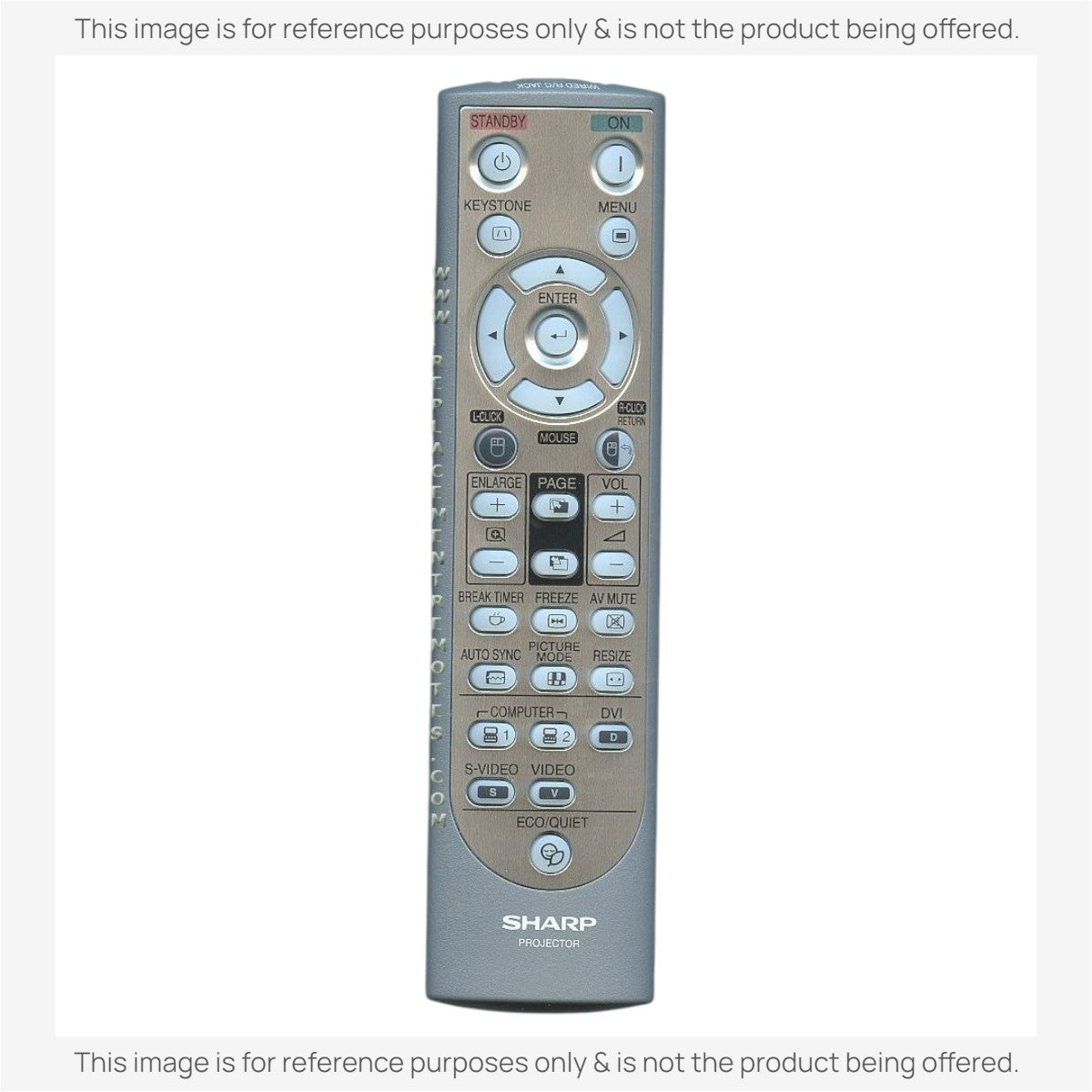 Anderic replacement remote control for Sharp projectors featuring grey casing and multi-function navigation buttons.
