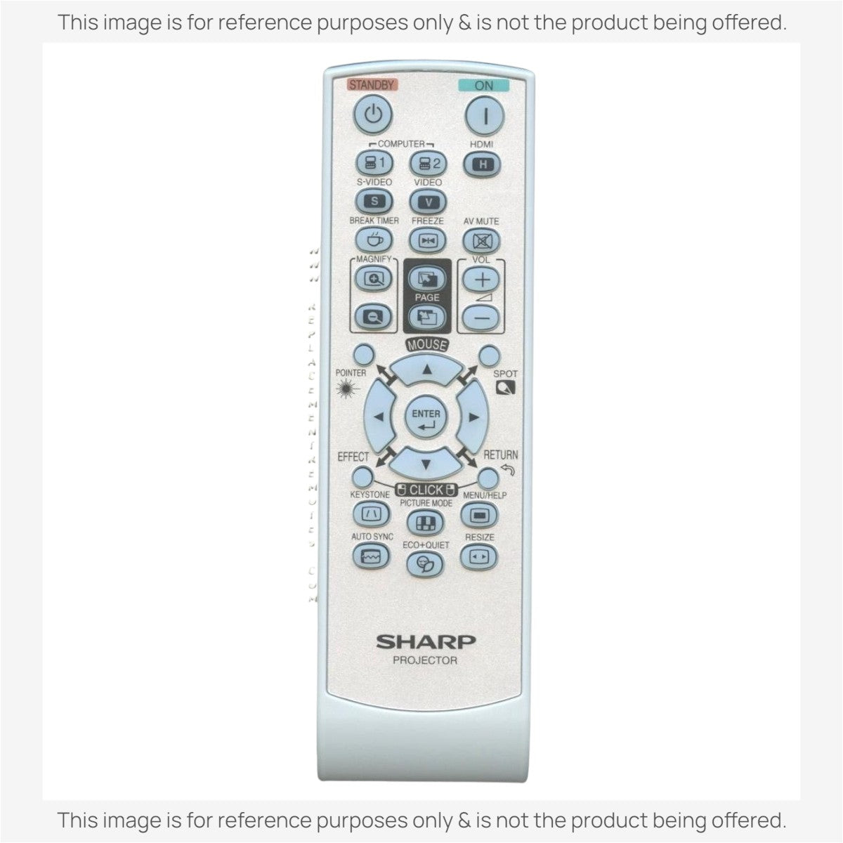 Anderic replacement remote control for Sharp projector models featuring a white casing and grey buttons.