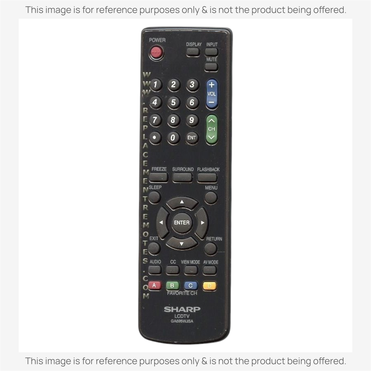 Anderic replacement remote control for Sharp TV with black casing and standard navigation and volume buttons