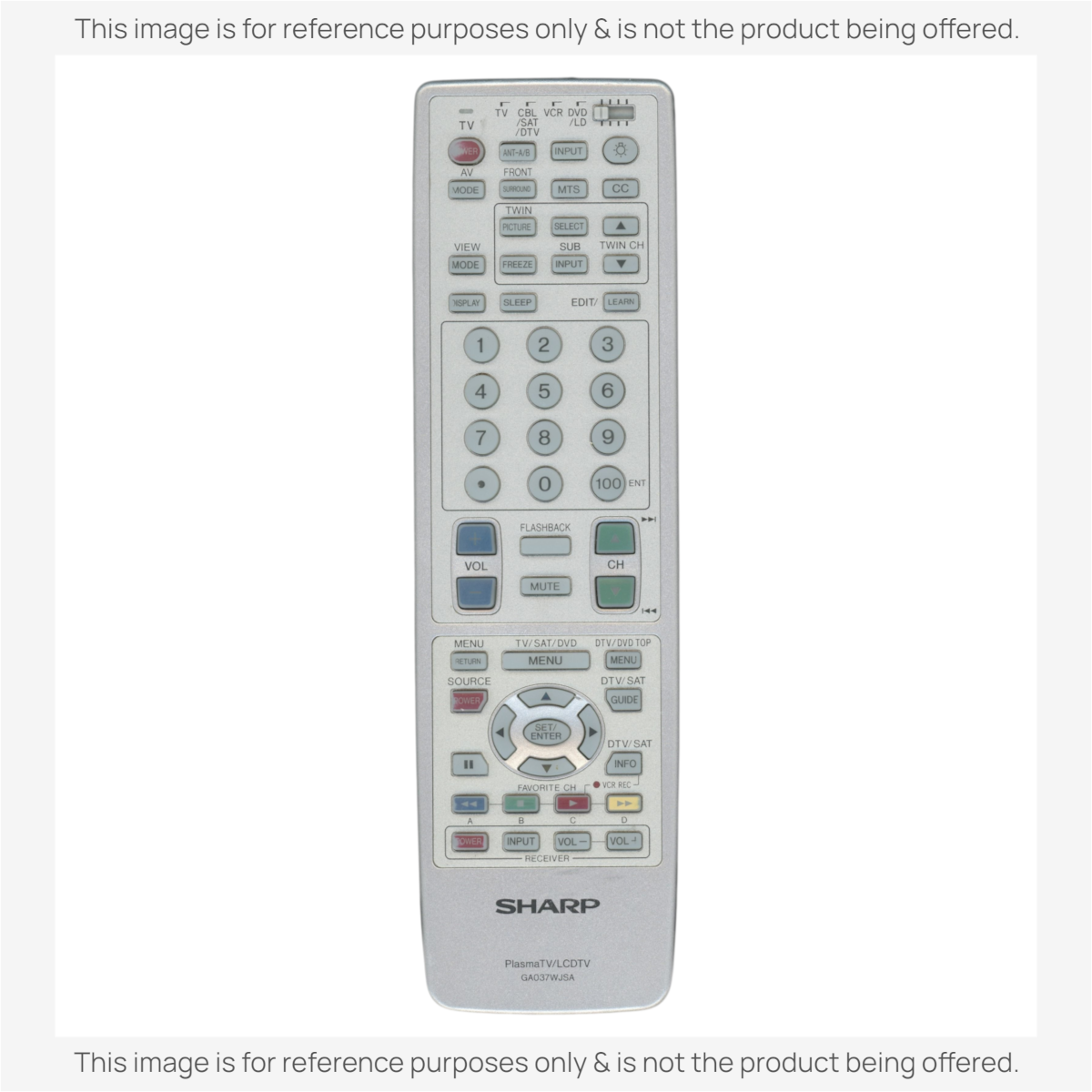 Anderic replacement remote control for Sharp LCD TVs, featuring a silver finish and full button layout.