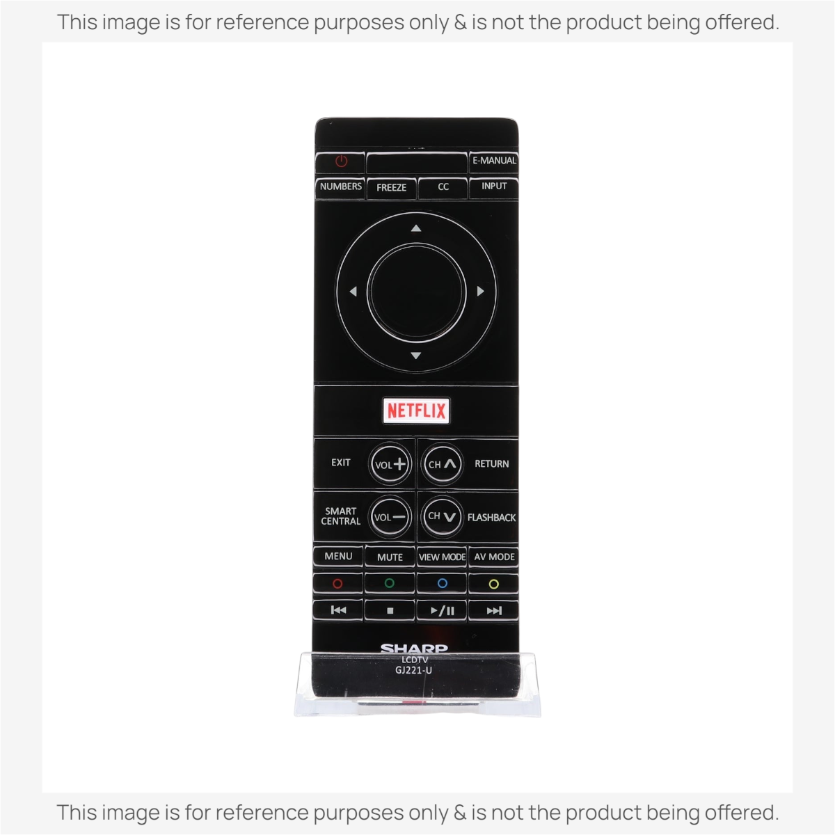 Anderic GJ221C replacement remote for Sharp Smart TVs featuring a dedicated Netflix button and menu navigation.