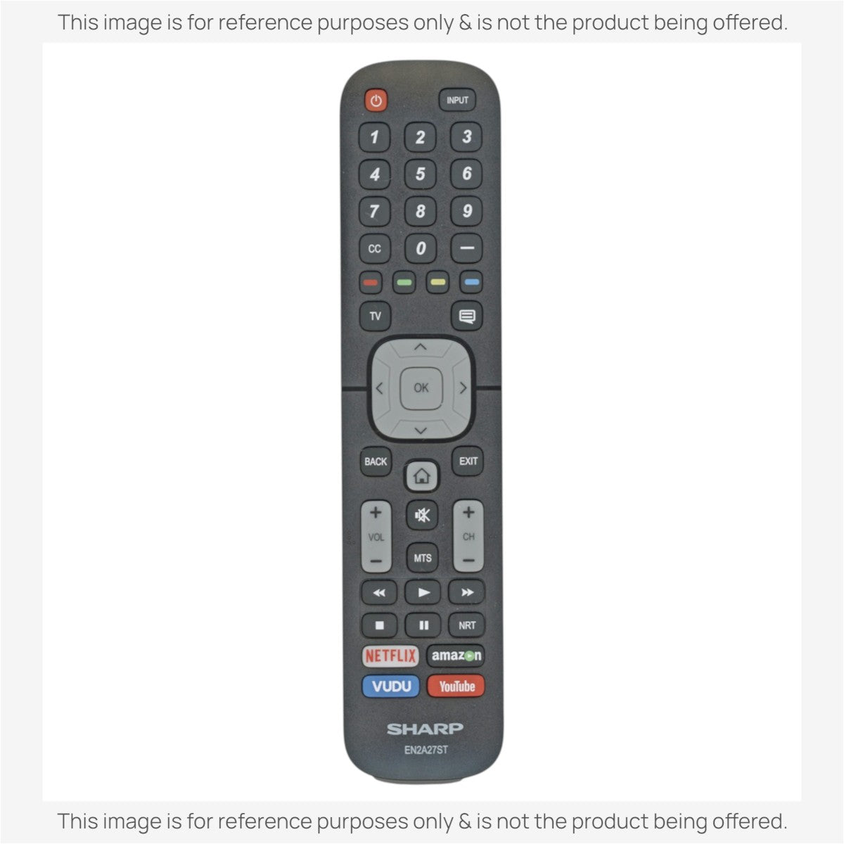 Anderic replacement remote control for Sharp smart TVs featuring dedicated Netflix, Amazon, Vudu, and YouTube buttons.
