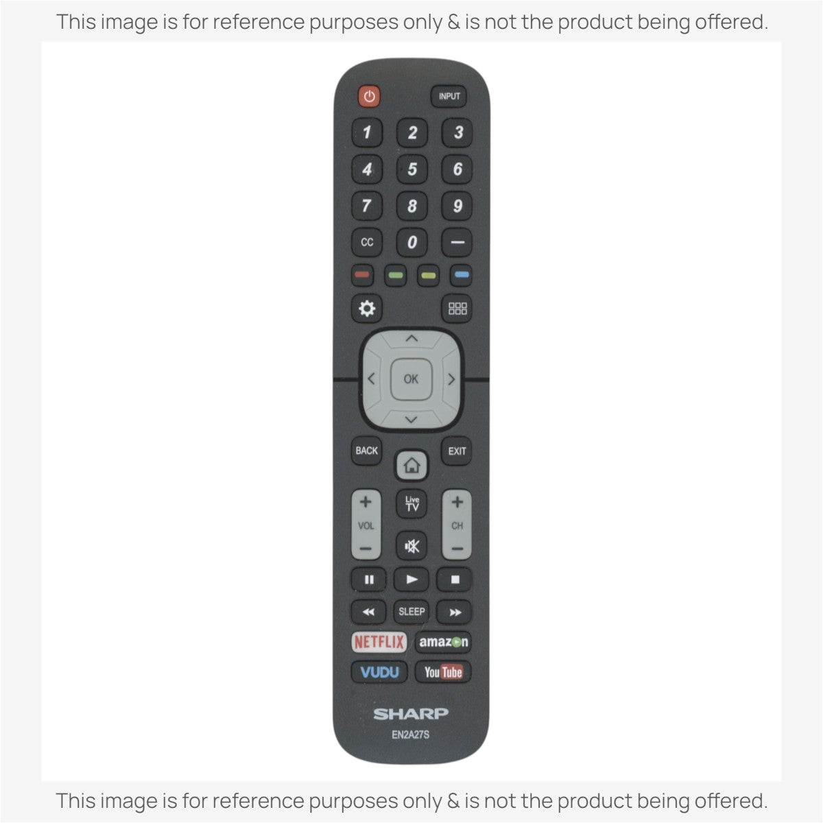 Anderic replacement remote control for Sharp smart TVs with dedicated Netflix, Amazon, Vudu, and YouTube buttons.