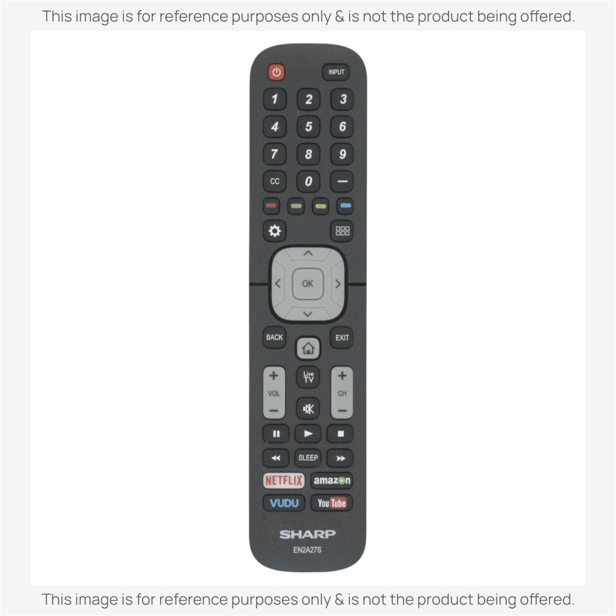 Anderic black replacement remote for Sharp smart TVs with dedicated Netflix, Amazon, Vudu, and YouTube app buttons.