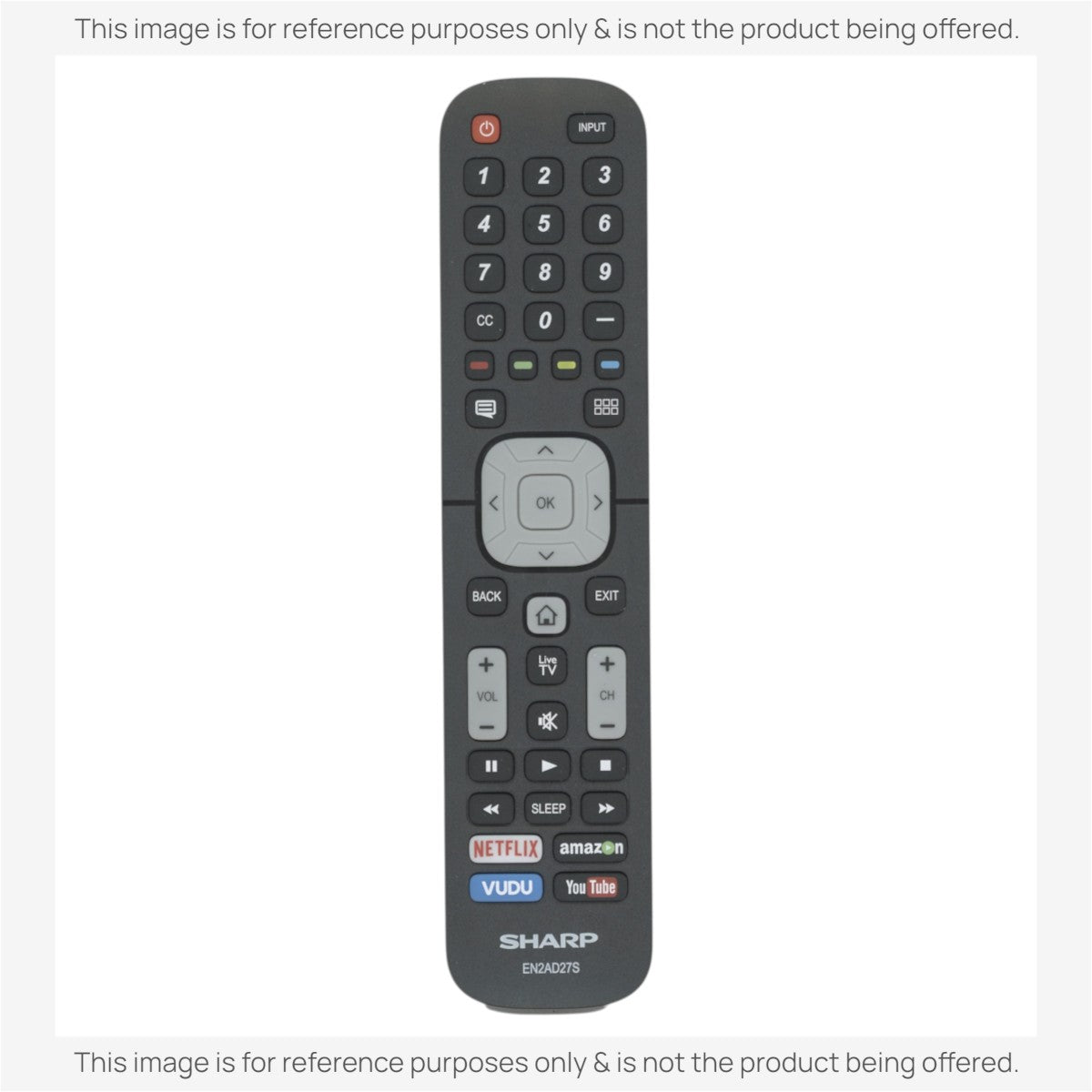 Anderic replacement remote control for Sharp smart TVs with dedicated Netflix, Amazon, Vudu, and YouTube buttons.