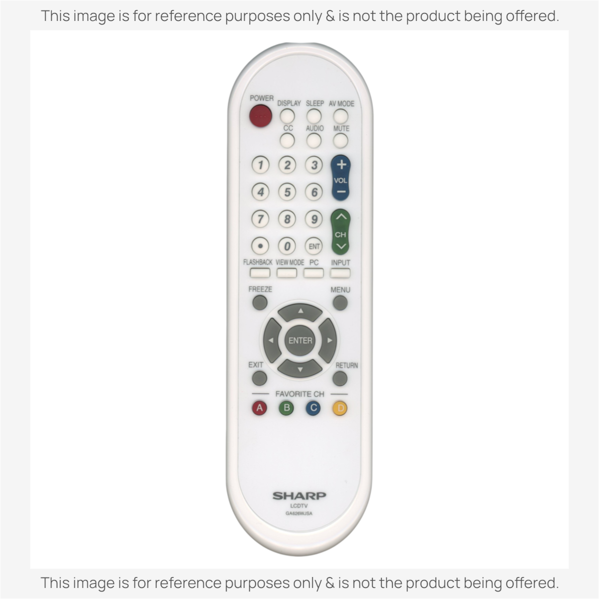 Anderic substitute remote control for Sharp TVs featuring a white ergonomic design with clearly labeled buttons.