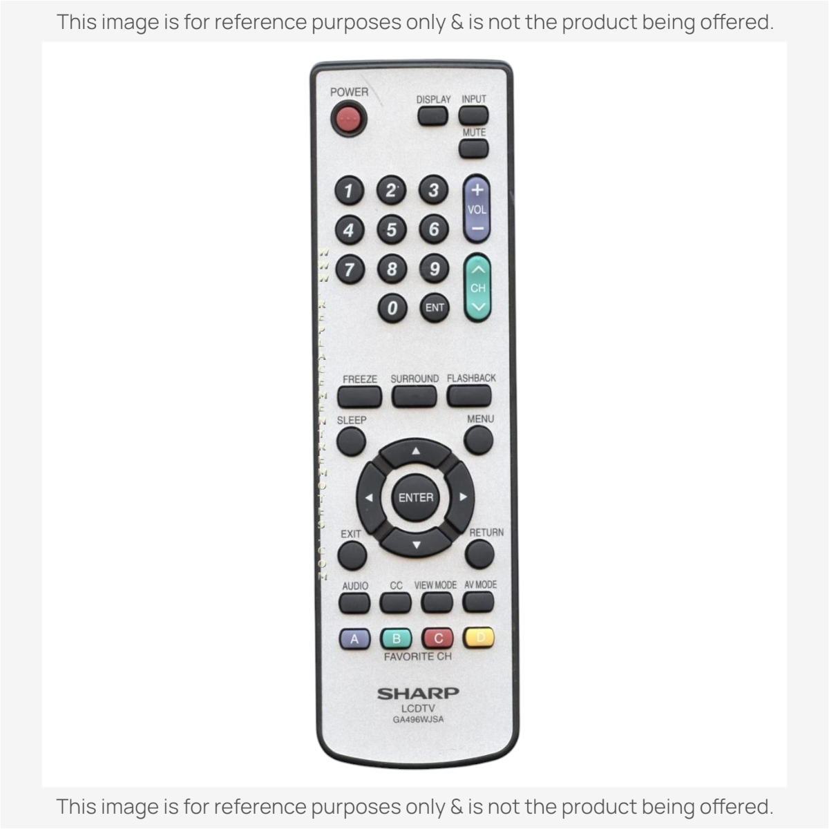 Anderic substitute remote control for Sharp LCDTV featuring black buttons on a silver body with menu navigation.