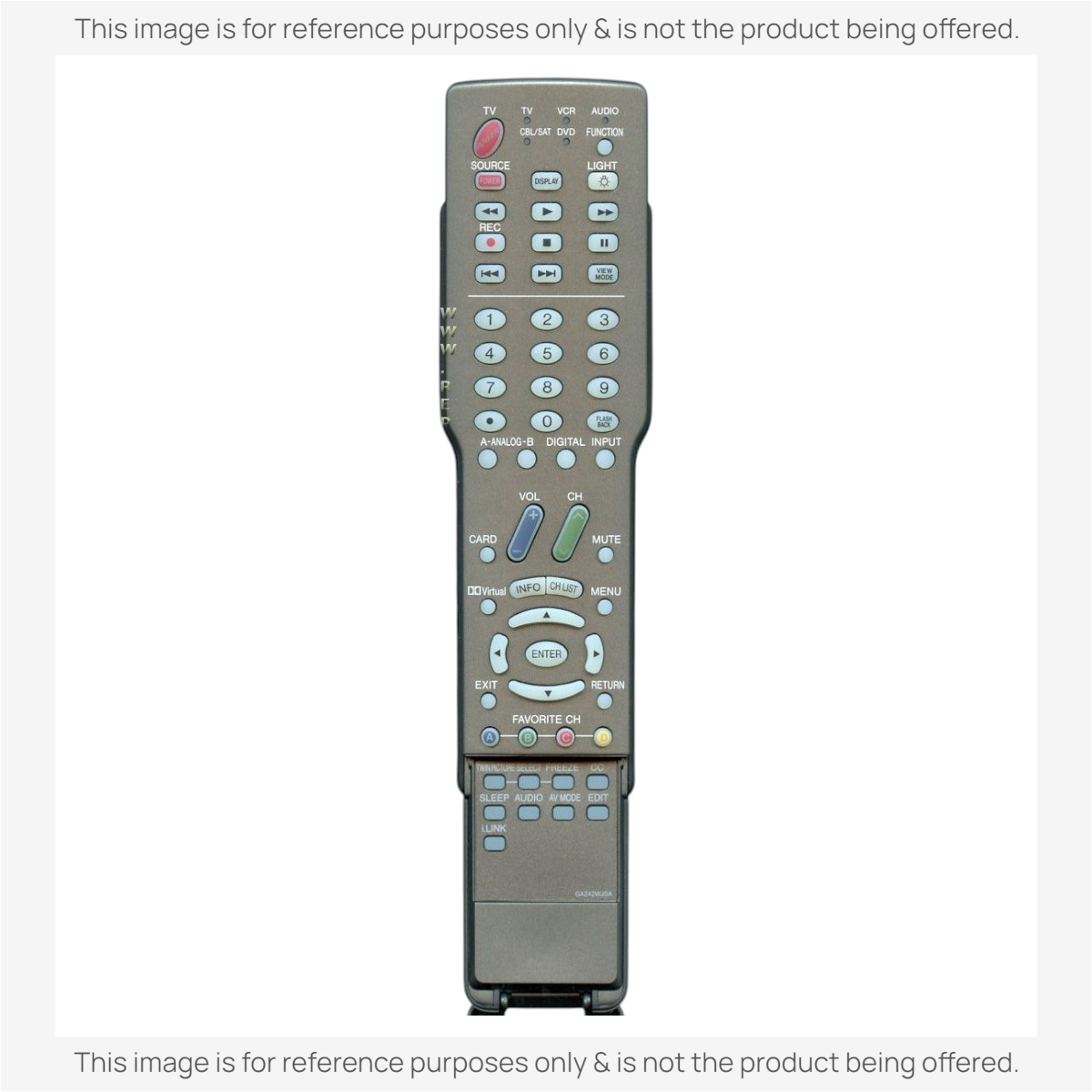 Anderic substitute remote control for Sharp AQUOS TVs, grey plastic design with multi-function buttons.