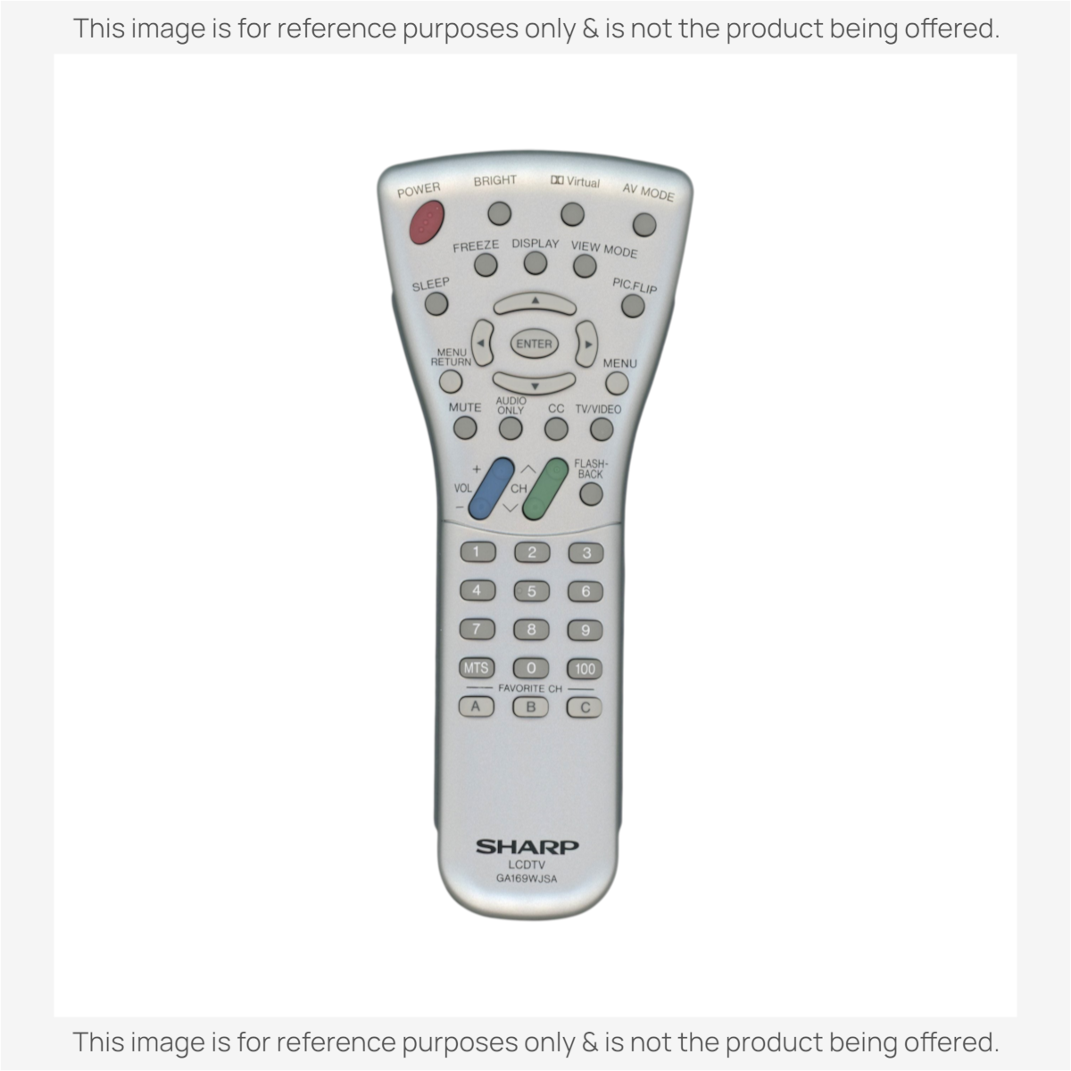 Anderic substitute remote control for Sharp AQUOS TVs in silver with a classic button layout and ergonomic design.