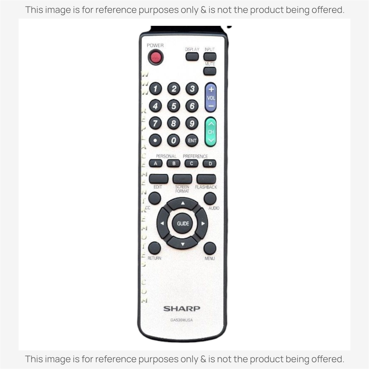 Anderic substitute remote control for Sharp GA536WJSA HDTV with black buttons and silver casing