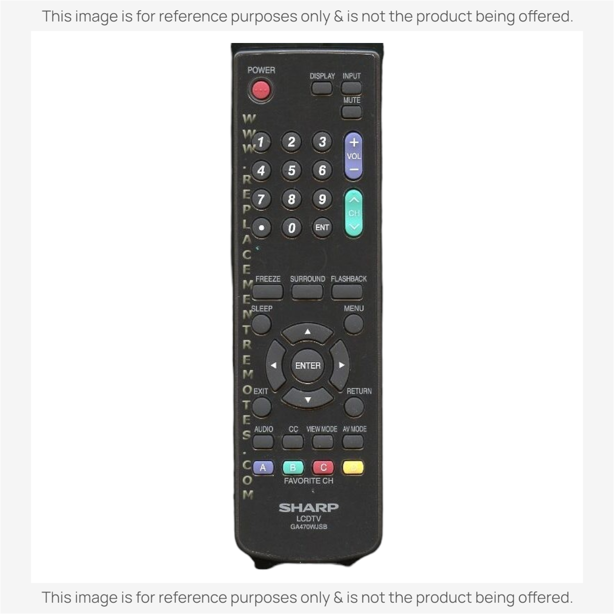 Anderic black replacement remote control for Sharp LCD HDTV models with full button layout and navigation controls.