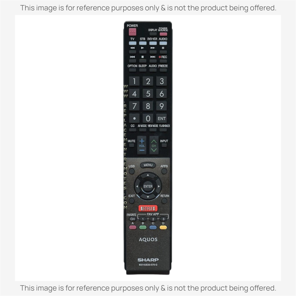 Anderic replacement infrared remote control for Sharp televisions with dedicated Netflix and menu navigation buttons.