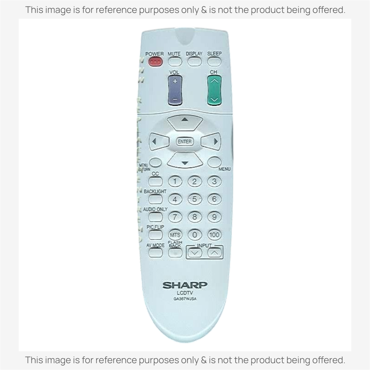 Anderic replacement remote control for Sharp LCD and Plasma TVs with standard button layout and grey finish.