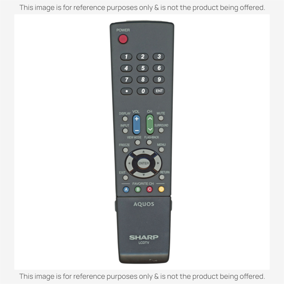 Anderic replacement remote control for Sharp Aquos LCD TV with black casing and clearly labeled buttons