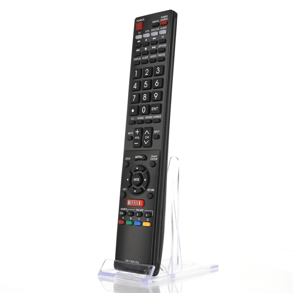 Anderic RRGB118WJSA replacement remote control for Sharp LCD TVs featuring a black design and Netflix button.